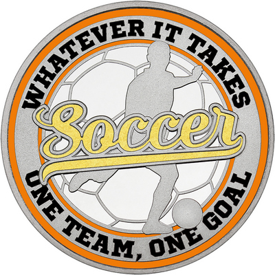 Gold "Soccer" with Orange Outer Circular Borders